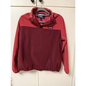 Lands End 1/4 Snap Fleece Pullover Red Womens L Cabin Adventure Outdoor